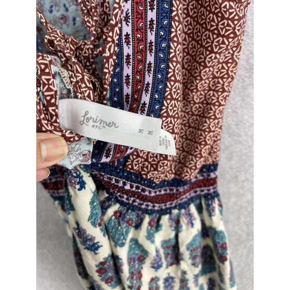 Lorimer NYC Women's Apron Dress Sleeveless Size Medium Pleated Patchwork Print - Picture 5 of 14